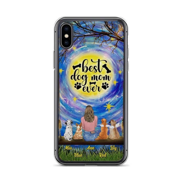 Custom Personalized Dog Mom Phone Case - Upto 4 Dogs - Gift Idea For Dog Lovers - I Love You To the Moon And Back - Case For iPhone/Samsung