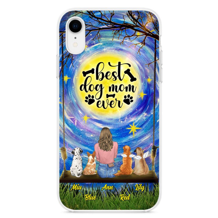 Custom Personalized Dog Mom Phone Case - Upto 4 Dogs - Gift Idea For Dog Lovers - I Love You To the Moon And Back - Case For iPhone/Samsung