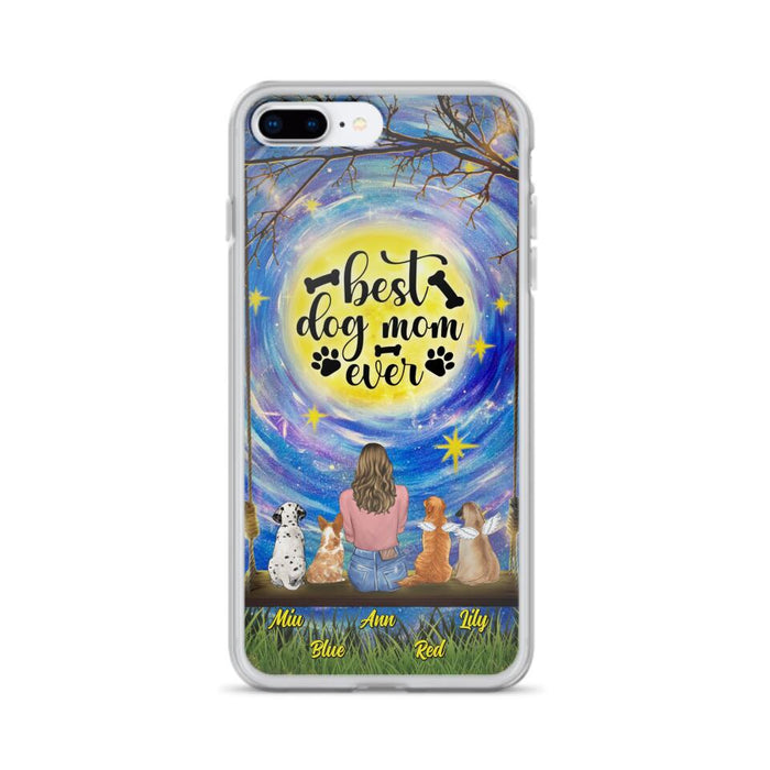 Custom Personalized Dog Mom Phone Case - Upto 4 Dogs - Gift Idea For Dog Lovers - I Love You To the Moon And Back - Case For iPhone/Samsung