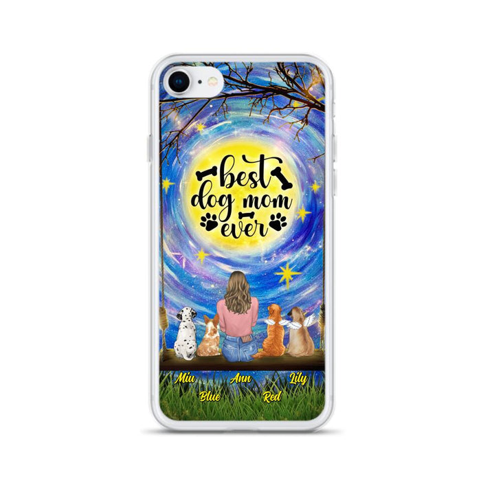 Custom Personalized Dog Mom Phone Case - Upto 4 Dogs - Gift Idea For Dog Lovers - I Love You To the Moon And Back - Case For iPhone/Samsung