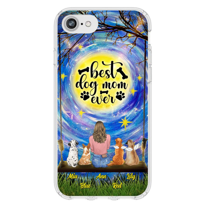 Custom Personalized Dog Mom Phone Case - Upto 4 Dogs - Gift Idea For Dog Lovers - I Love You To the Moon And Back - Case For iPhone/Samsung