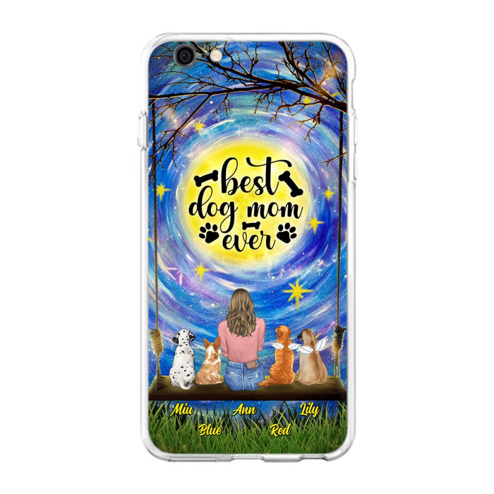 Custom Personalized Dog Mom Phone Case - Upto 4 Dogs - Gift Idea For Dog Lovers - I Love You To the Moon And Back - Case For iPhone/Samsung