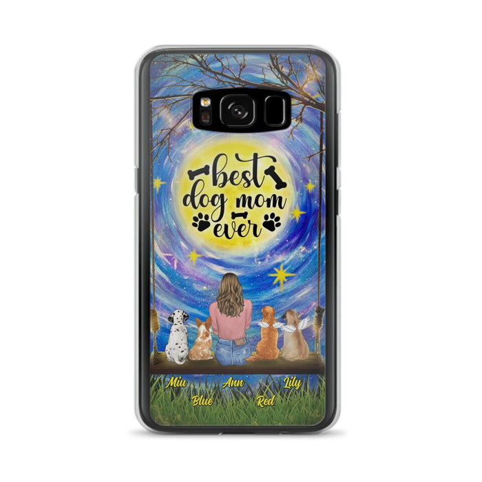 Custom Personalized Dog Mom Phone Case - Upto 4 Dogs - Gift Idea For Dog Lovers - I Love You To the Moon And Back - Case For iPhone/Samsung