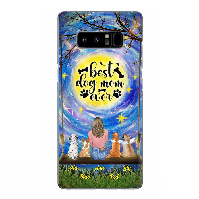 Custom Personalized Dog Mom Phone Case - Upto 4 Dogs - Gift Idea For Dog Lovers - I Love You To the Moon And Back - Case For iPhone/Samsung