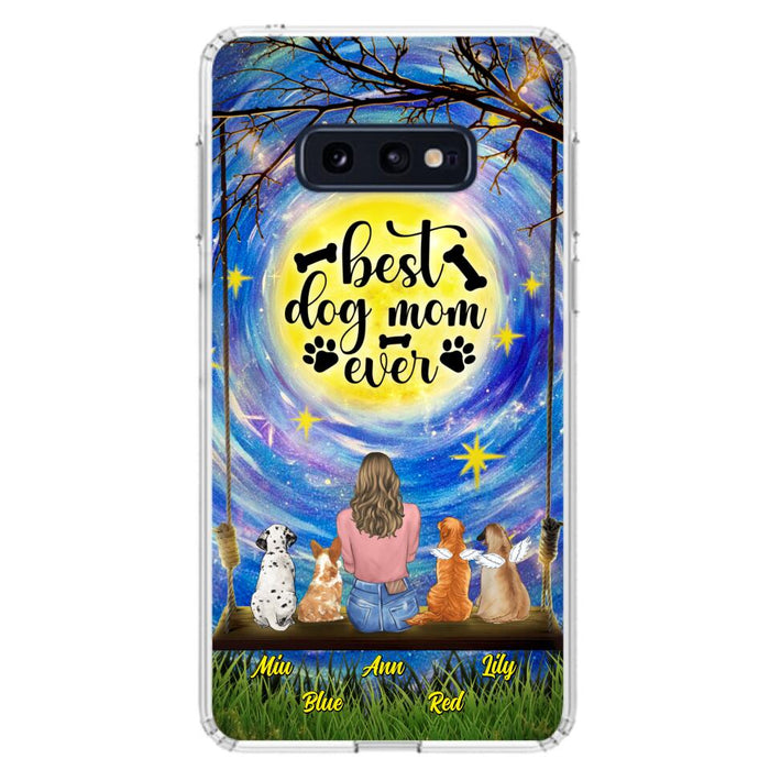 Custom Personalized Dog Mom Phone Case - Upto 4 Dogs - Gift Idea For Dog Lovers - I Love You To the Moon And Back - Case For iPhone/Samsung