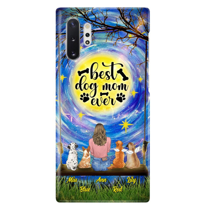 Custom Personalized Dog Mom Phone Case - Upto 4 Dogs - Gift Idea For Dog Lovers - I Love You To the Moon And Back - Case For iPhone/Samsung