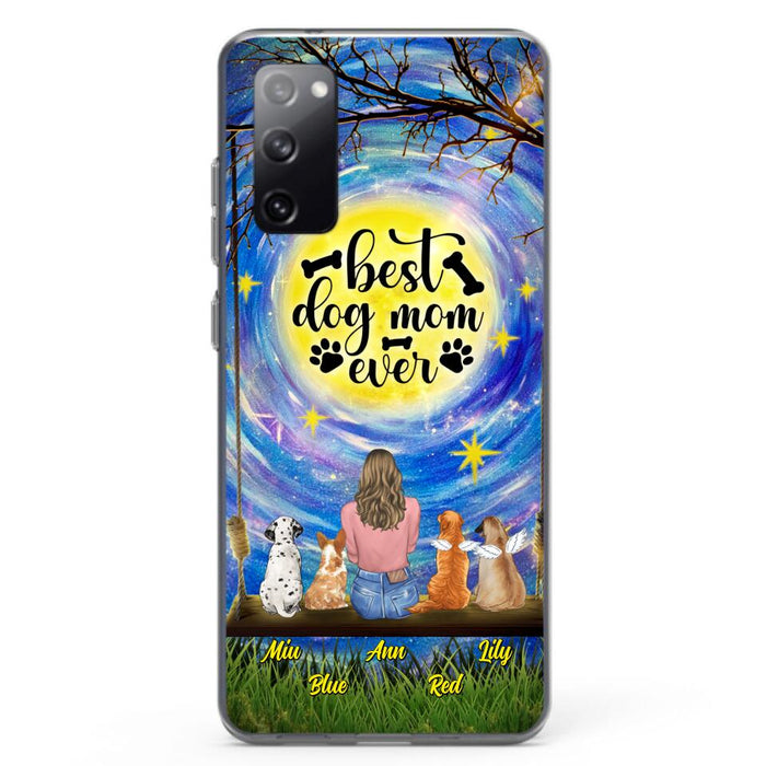 Custom Personalized Dog Mom Phone Case - Upto 4 Dogs - Gift Idea For Dog Lovers - I Love You To the Moon And Back - Case For iPhone/Samsung