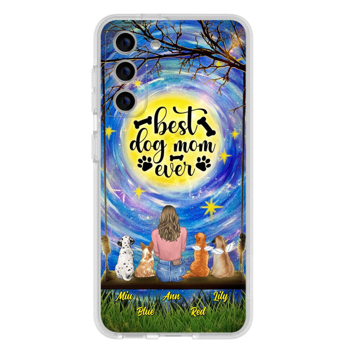 Custom Personalized Dog Mom Phone Case - Upto 4 Dogs - Gift Idea For Dog Lovers - I Love You To the Moon And Back - Case For iPhone/Samsung