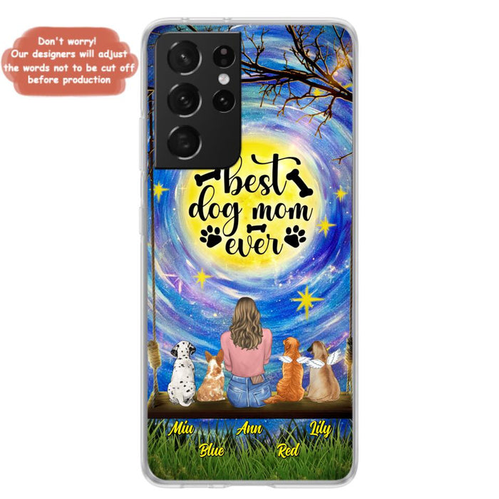 Custom Personalized Dog Mom Phone Case - Upto 4 Dogs - Gift Idea For Dog Lovers - I Love You To the Moon And Back - Case For iPhone/Samsung