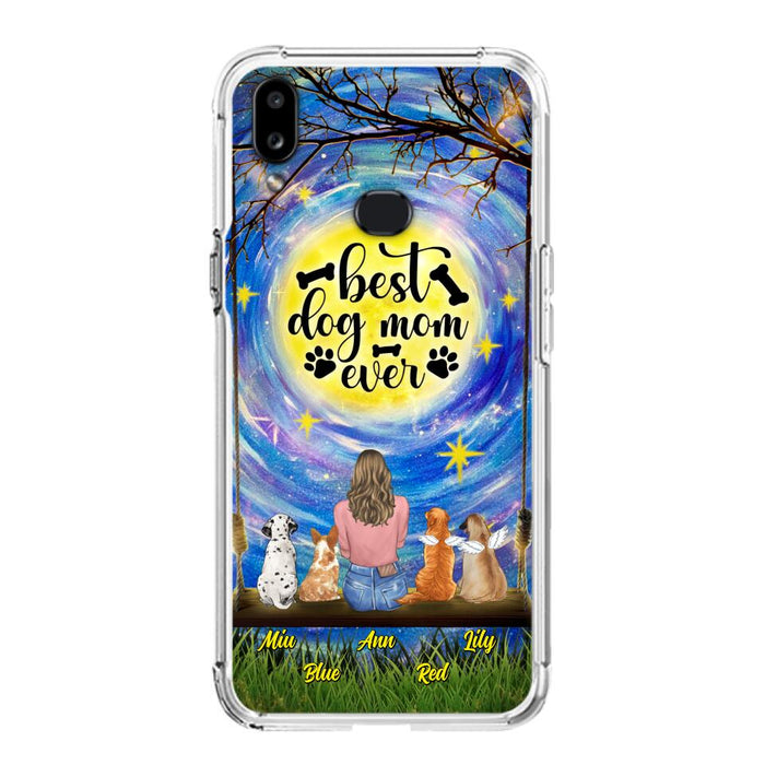 Custom Personalized Dog Mom Phone Case - Upto 4 Dogs - Gift Idea For Dog Lovers - I Love You To the Moon And Back - Case For iPhone/Samsung