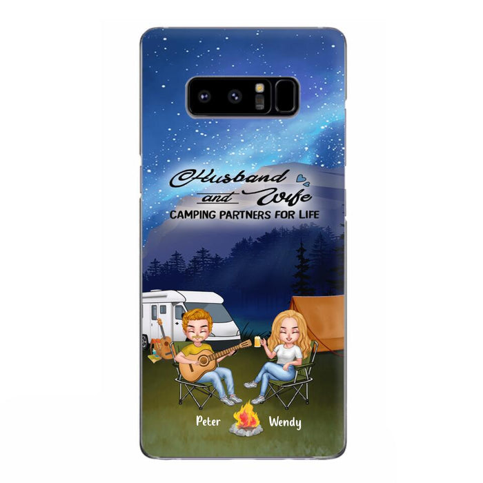 Custom Personalized Guitar Camping Phone Case for iPhone and Samsung - Gift For Camping Lovers, Dog Lovers with up to 2 Dogs - Husband and Wife Camping Partners For Life