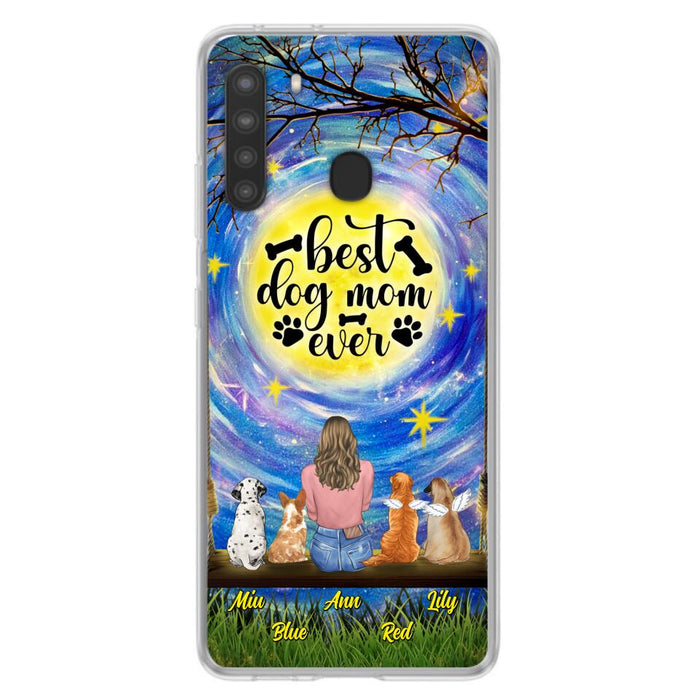 Custom Personalized Dog Mom Phone Case - Upto 4 Dogs - Gift Idea For Dog Lovers - I Love You To the Moon And Back - Case For iPhone/Samsung