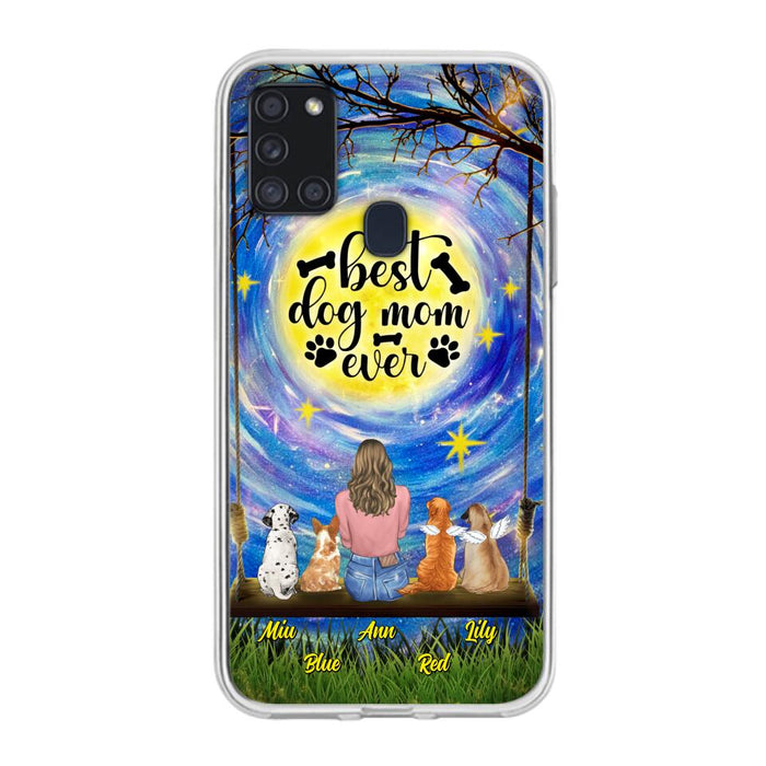 Custom Personalized Dog Mom Phone Case - Upto 4 Dogs - Gift Idea For Dog Lovers - I Love You To the Moon And Back - Case For iPhone/Samsung