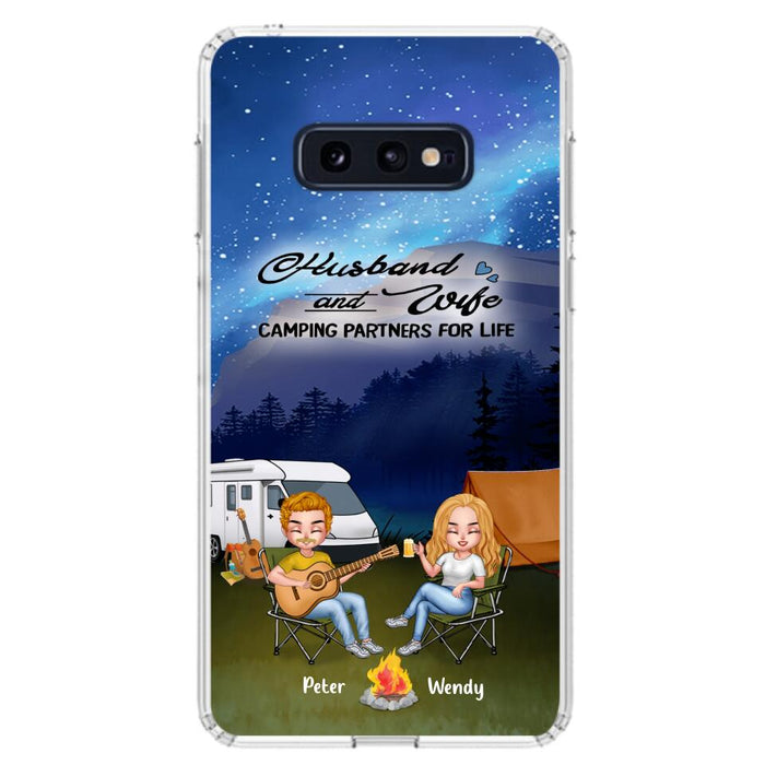 Custom Personalized Guitar Camping Phone Case for iPhone and Samsung - Gift For Camping Lovers, Dog Lovers with up to 2 Dogs - Husband and Wife Camping Partners For Life