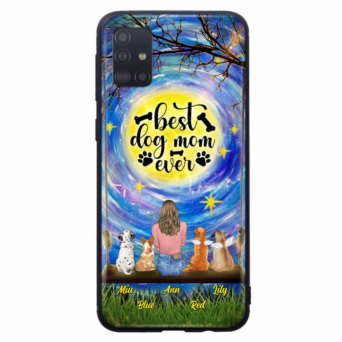 Custom Personalized Dog Mom Phone Case - Upto 4 Dogs - Gift Idea For Dog Lovers - I Love You To the Moon And Back - Case For iPhone/Samsung