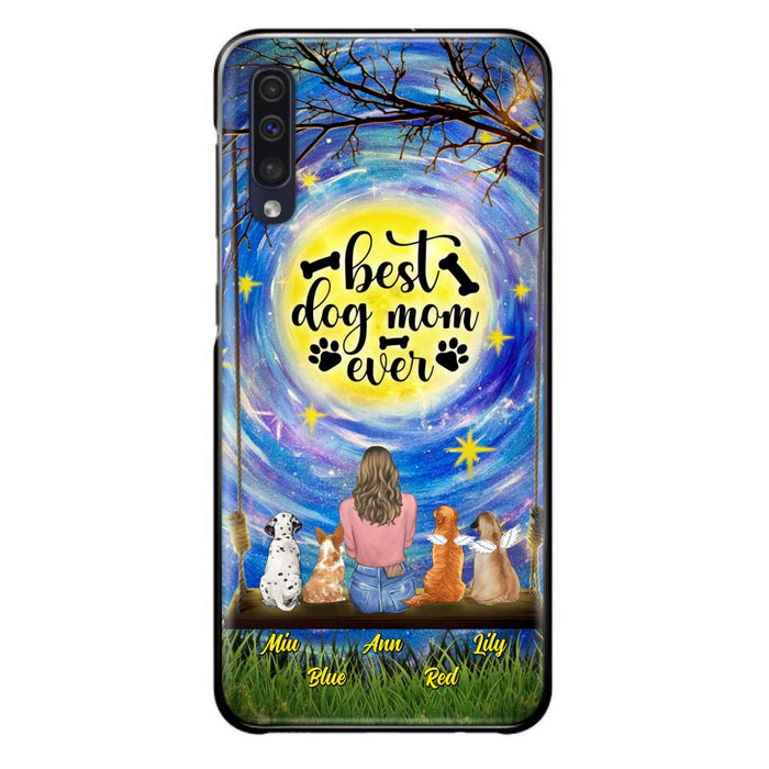 Custom Personalized Dog Mom Phone Case - Upto 4 Dogs - Gift Idea For Dog Lovers - I Love You To the Moon And Back - Case For iPhone/Samsung