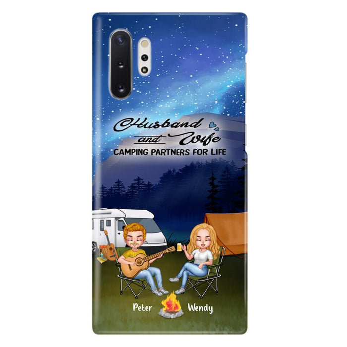 Custom Personalized Guitar Camping Phone Case for iPhone and Samsung - Gift For Camping Lovers, Dog Lovers with up to 2 Dogs - Husband and Wife Camping Partners For Life