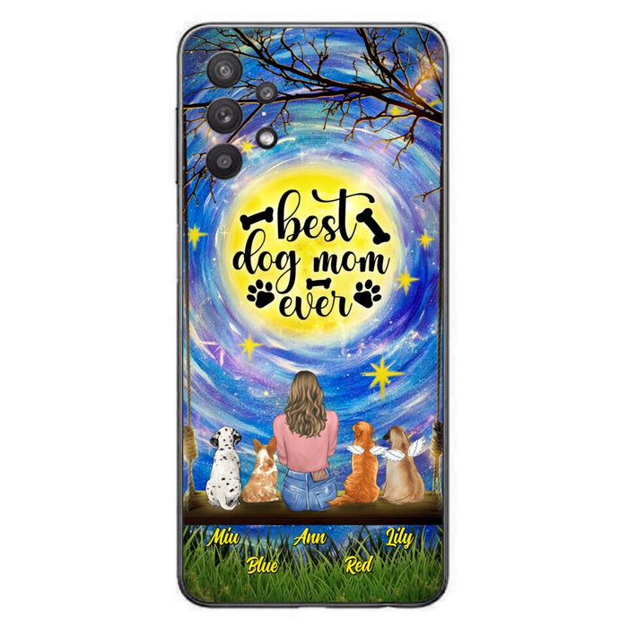 Custom Personalized Dog Mom Phone Case - Upto 4 Dogs - Gift Idea For Dog Lovers - I Love You To the Moon And Back - Case For iPhone/Samsung