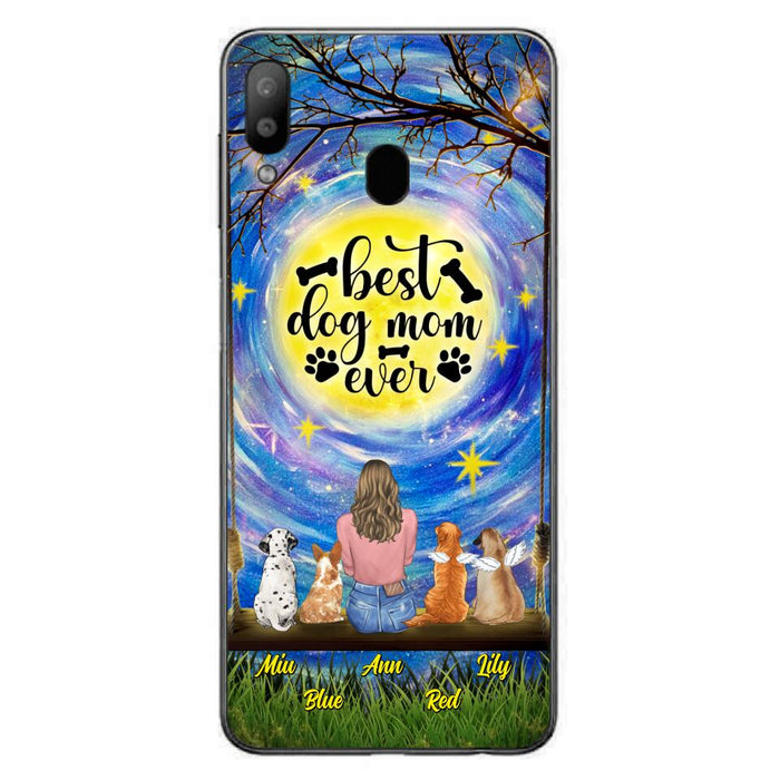 Custom Personalized Dog Mom Phone Case - Upto 4 Dogs - Gift Idea For Dog Lovers - I Love You To the Moon And Back - Case For iPhone/Samsung