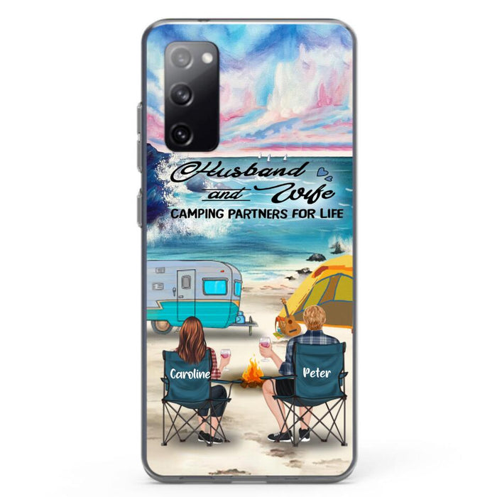 Custom Personalized Beach Camping Phone Case - Couple/ Parents With Upto 3 Kids And 3 Pets - Gift Idea For Camping Lover - Case For iPhone And Samsung
