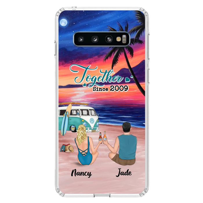 Personalized Beach Camping Phone Case - Gifts For Camping/Dog/Cat Lover With Up to 3 Kids And 3 Pets - This Is Our Happy Place - Case For iPhone And Samsung