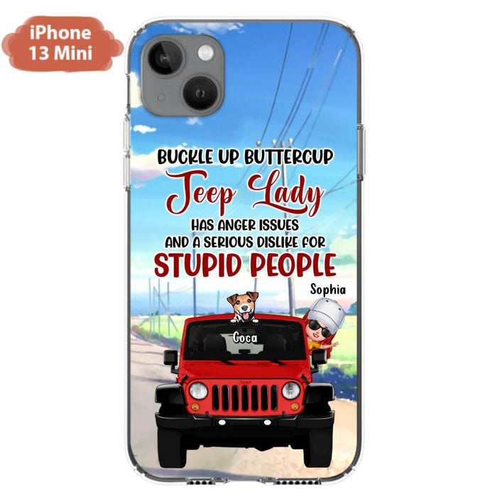 Custom Personalized Off-road Lady Phone Case - Upto 5 Dogs - Gift Idea For Dog/Off-road Lover - Buckle Up Buttercup - Case For iPhone/Samsung