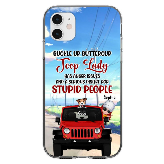 Custom Personalized Off-road Lady Phone Case - Upto 5 Dogs - Gift Idea For Dog/Off-road Lover - Buckle Up Buttercup - Case For iPhone/Samsung