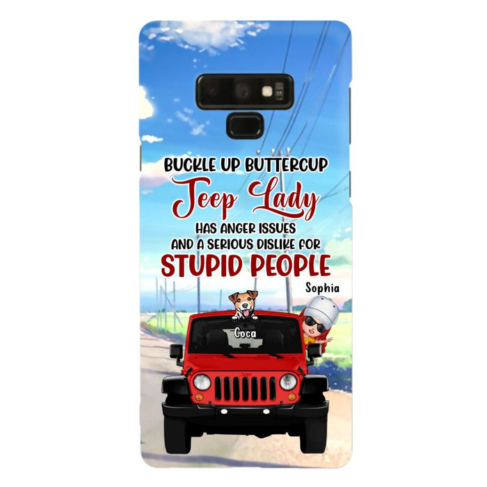 Custom Personalized Off-road Lady Phone Case - Upto 5 Dogs - Gift Idea For Dog/Off-road Lover - Buckle Up Buttercup - Case For iPhone/Samsung