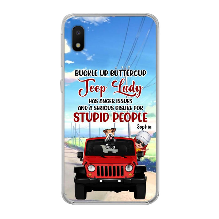 Custom Personalized Off-road Lady Phone Case - Upto 5 Dogs - Gift Idea For Dog/Off-road Lover - Buckle Up Buttercup - Case For iPhone/Samsung