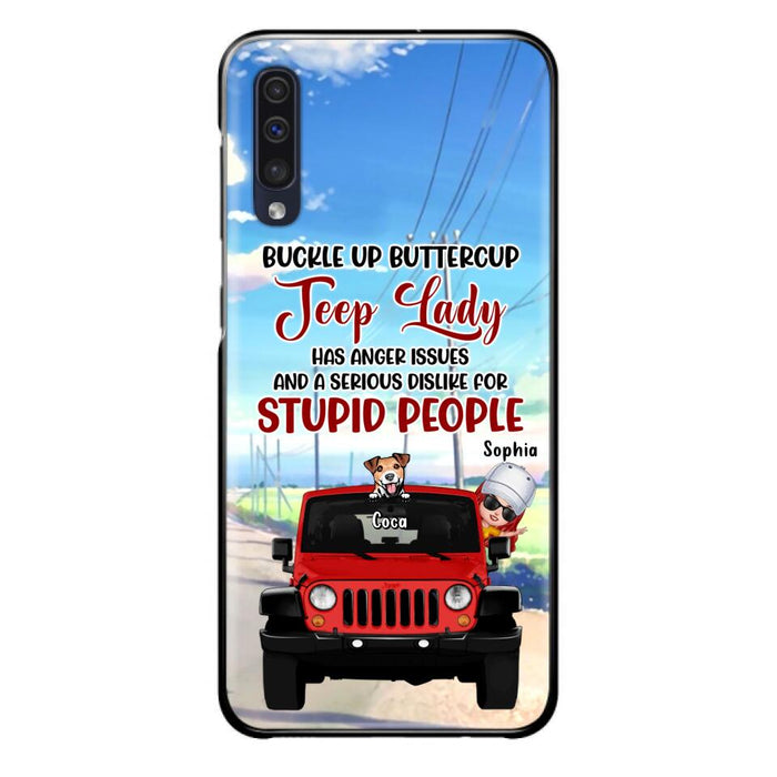 Custom Personalized Off-road Lady Phone Case - Upto 5 Dogs - Gift Idea For Dog/Off-road Lover - Buckle Up Buttercup - Case For iPhone/Samsung