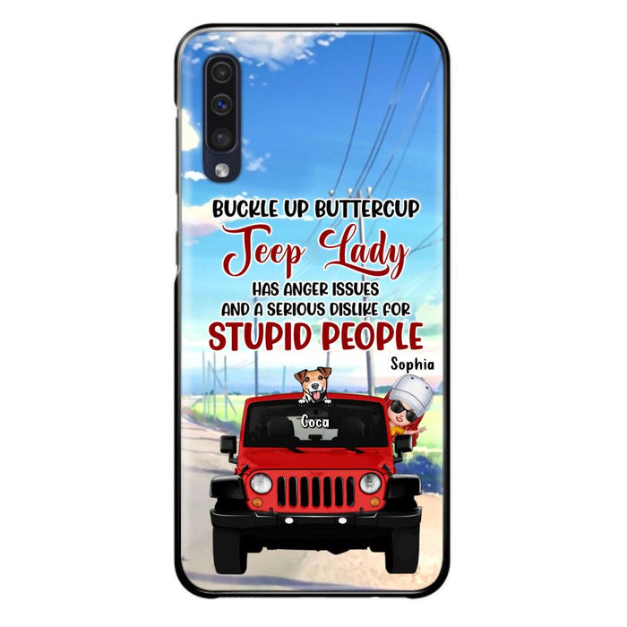 Custom Personalized Off-road Lady Phone Case - Upto 5 Dogs - Gift Idea For Dog/Off-road Lover - Buckle Up Buttercup - Case For iPhone/Samsung