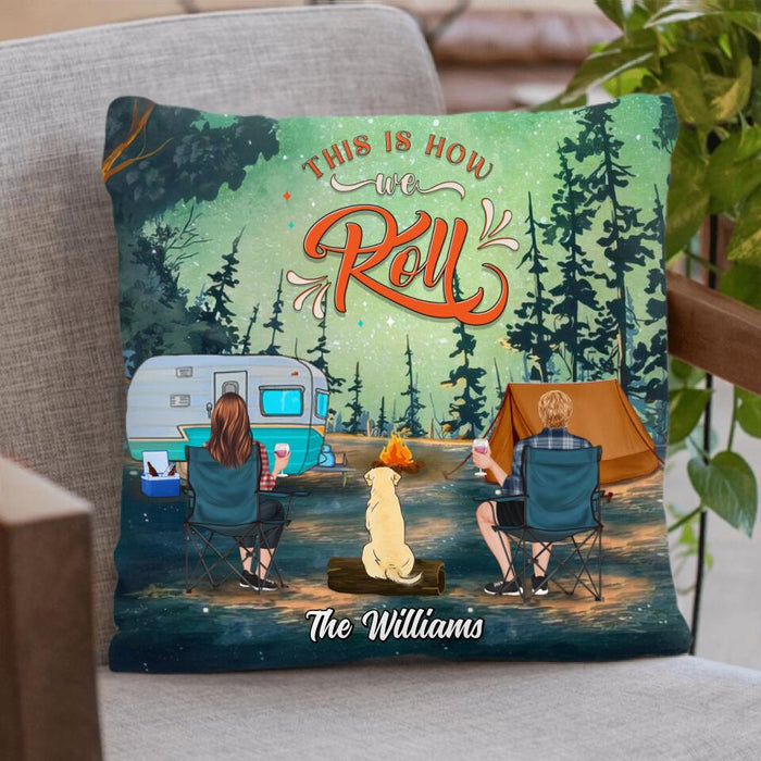 Custom Personalized Camping With Dogs Quilt/Fleece Blanket & Pillow Cover - Upto 4 Dogs - Gift Idea For Camping/Dog Lover - Always At Home Wherever We Roam