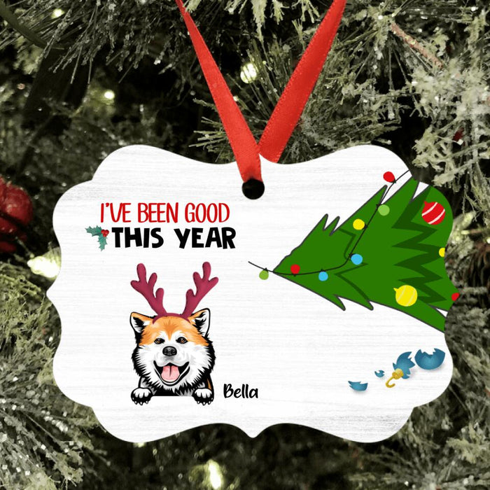 Custom Personalized Christmas Cat Dog Ornament - Upto 3 Pets - Christmas Gift For Cat/ Dog Lover - We've Been Good This Year
