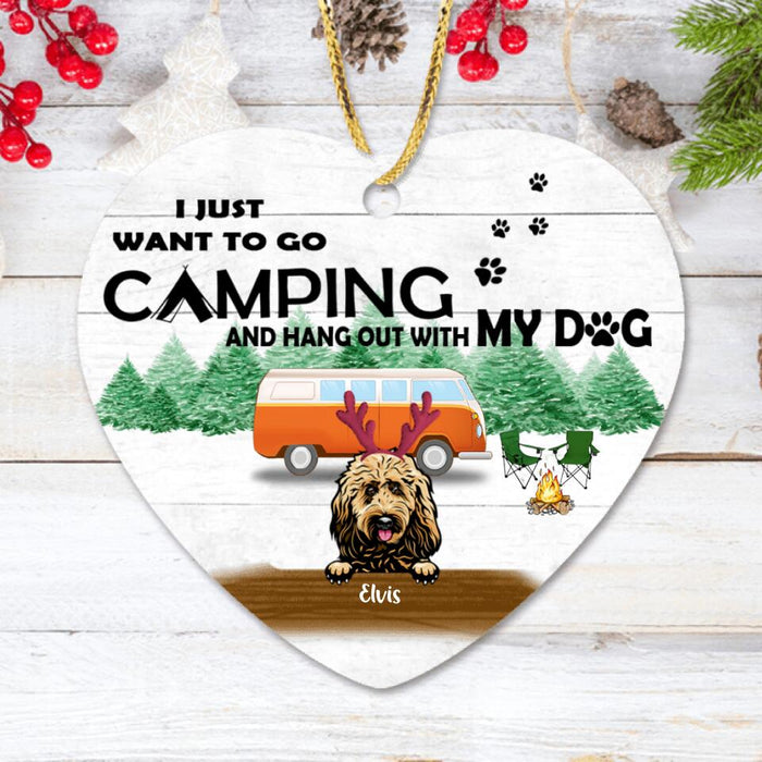Custom Personalized Dog Camping Ornament - Upto 5 Dogs - Best Gift For Dog Lover - I Just Want To Go Camping And Hang Out With My Dogs