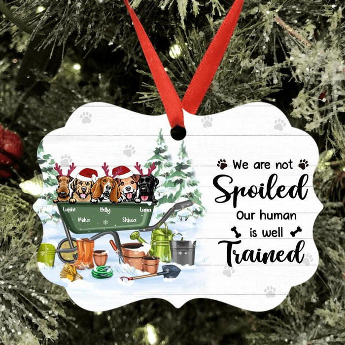 Custom Personalized Xmas Dog Garden Ornament - Upto 5 Dogs - Best Gift For Dog Lover - We Are Not Spoiled Our Human Is Well Trained