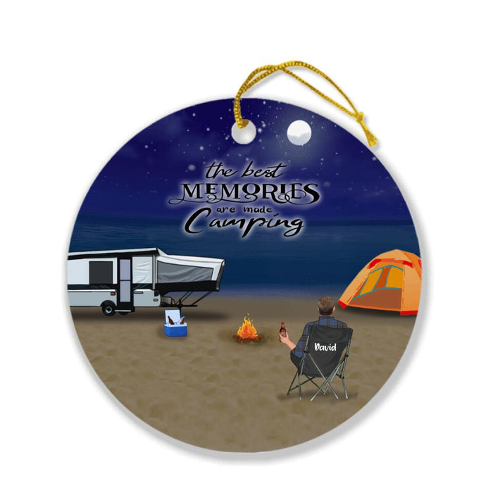 Custom Personalized Beach Camping Ornament -  Upto 6 Kids, 2 Pets - Best Gift For Camping Lover - Camping Partners For Life