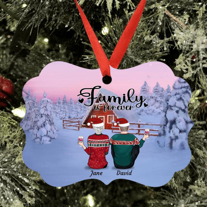 Personalized Family Christmas Ornament - Gift For The Whole Family - Couple/Parents Upto 3 Children, Upto 3 Pets - Family Is Forever