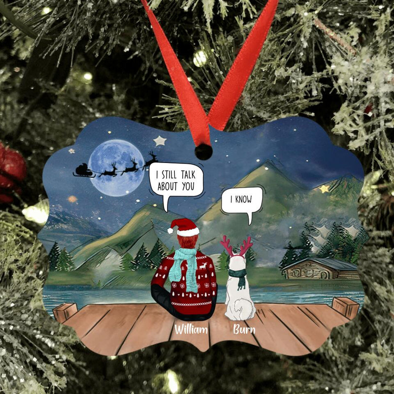 Personalized Christmas Memorial Pet Mom/Dad Ornament - Adult/Couple With Up to 6 Pets - Christmas Gift For Cat/Dog Lover