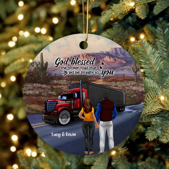 Custom Personalized Trucker Ornament - Couple/ Mom And Kid/ Mom And Dog - Best Gift For Couple - 5VQSN5