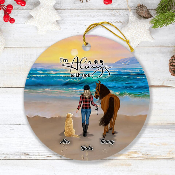 Custom Personalized Footprint Ornament - Upto 2 Pets - Best Gift Dog Lovers/Horse Lovers - Never Walk Alone - G7PP86