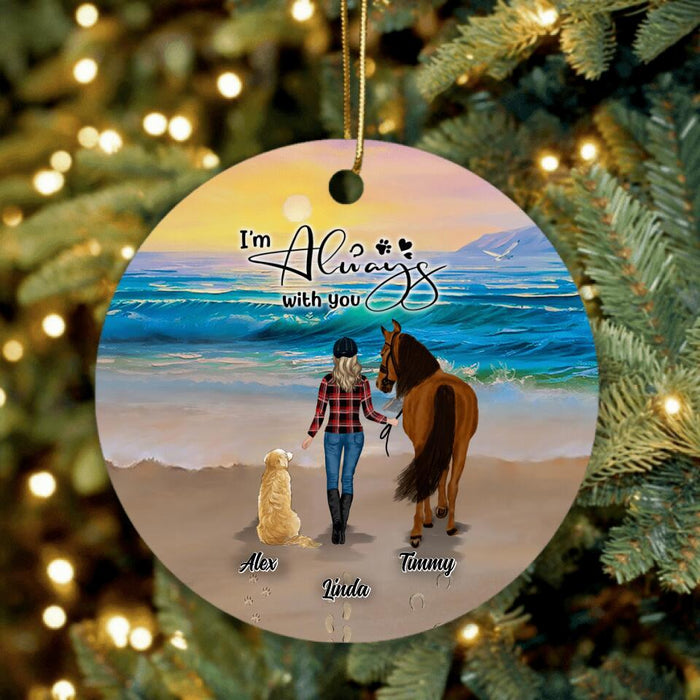 Custom Personalized Footprint Ornament - Upto 2 Pets - Best Gift Dog Lovers/Horse Lovers - Never Walk Alone - G7PP86