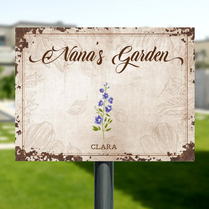 Custom Personalized Nana's Garden Metal Sign - Gift Idea For Grandma With Upto 9 Grandkids