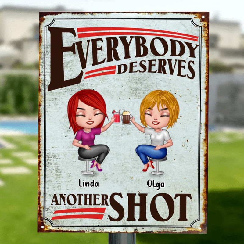 Personalized Friends Chibi Metal Sign - Up to 5 People - Best Gift For Friends - Everybody Deserves Another Shot