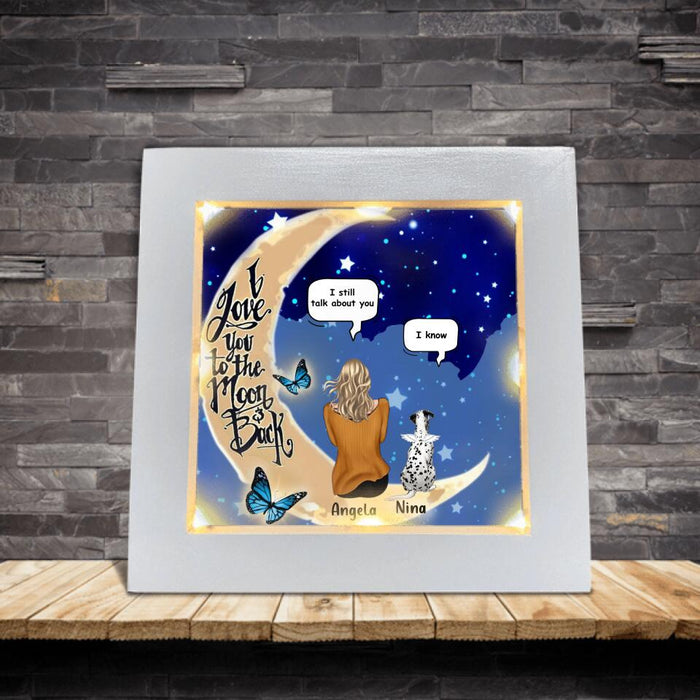 Personalize Pet Moon Memorial Frame With Led  - Up to 4 Pets - Gift Idea For Dog/Cat Lover - I Love You To The Moon And Back