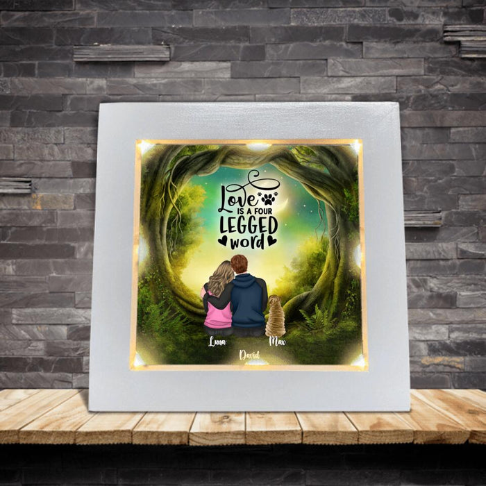 Personalized Couple And Dogs Frame With Led - Couple With Up to 5 Dogs - Gift Idea For Couple/Dog Lover - Life Is Better With A Dog