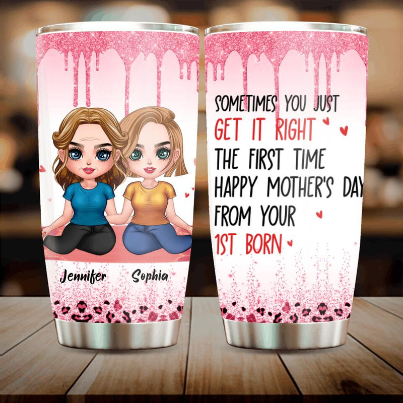 Personalized Daughter & Mom Tumbler - Gift Idea For Mother's Day From Daughter To Mom - If At First You Don't Succeed Try, Try Again