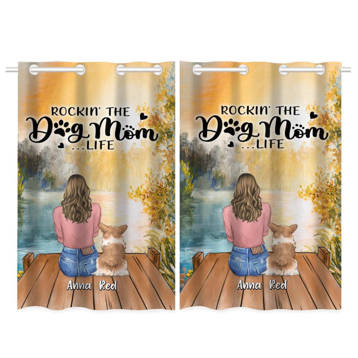 Custom Personalized Dog Mom Window Curtain - Gift Idea For Dog Lover - Rockin' The Dog Mom Life - Up to 6 Dogs