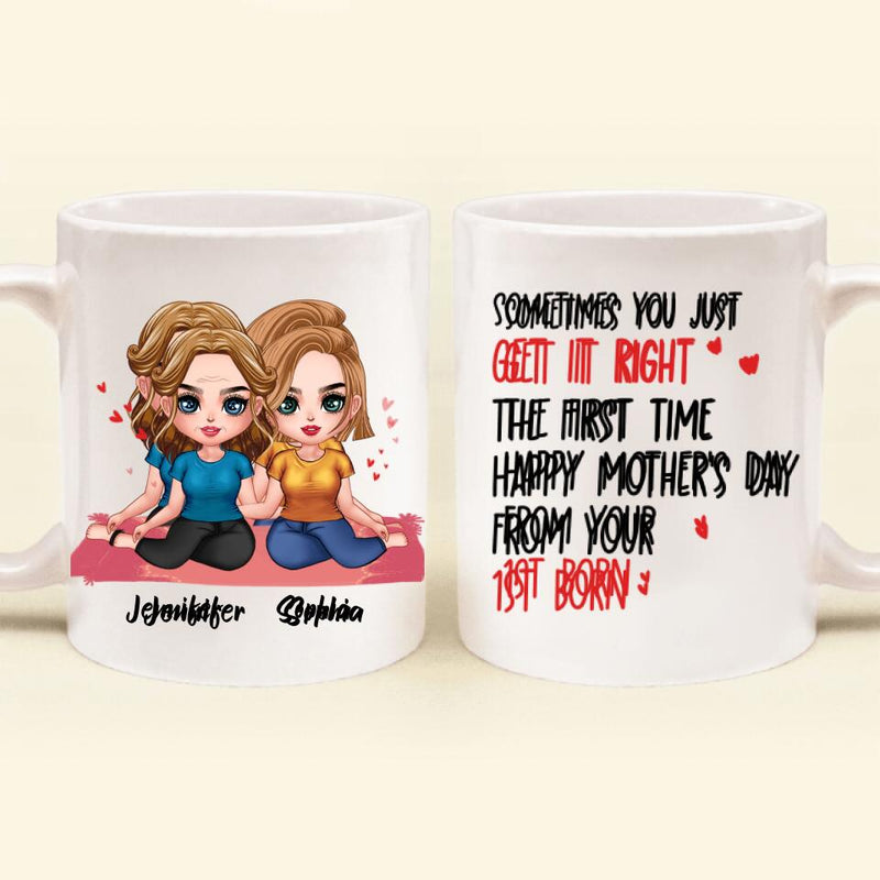 Personalized Daughter & Mom Coffee Mug - Gift Idea For Mother's Day From Daughter To Mom - If At First You Don't Succeed Try, Try Again