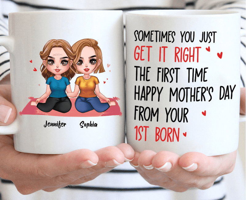 Personalized Daughter & Mom Coffee Mug - Gift Idea For Mother's Day From Daughter To Mom - If At First You Don't Succeed Try, Try Again