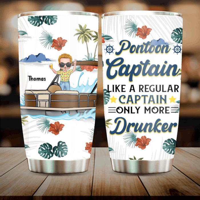 Custom Personalized Pontoon Captain Tumbler - Gift Idea For Father's Day/ Pontoon Lover - Pontooning With A Chance Of Drinking